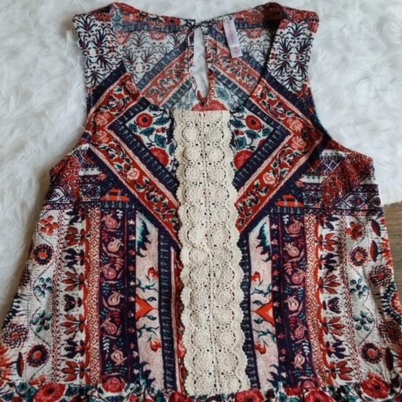 Xhilaration Floral Paisley Boho Crochet Tank Top M - Picture 2 of 6
